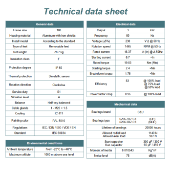Silnik elektryczny jednofazowy 3kW 1400 obr/min. 100 B14